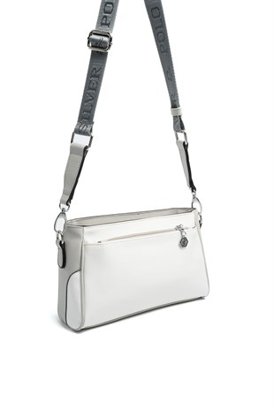 Silver & Polo SP1273 Kadın Çapraz Çanta Düz Beyaz-A.Gri
