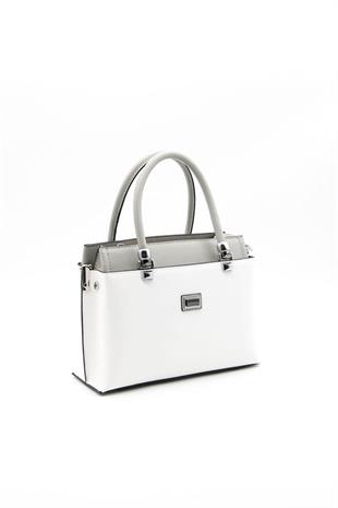 Silver & Polo SP826 Kadın El Çantası Düz Beyaz-A.Gri