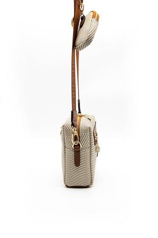 Silver & Polo SP1038 Kadın Çapraz Çanta Hasır Bej-Taba