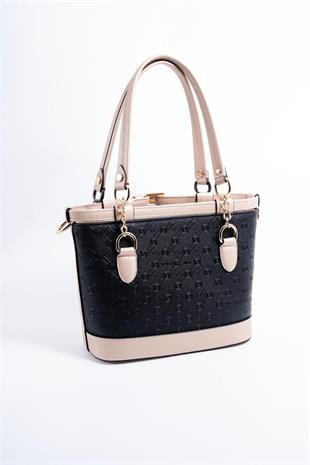 Silver & Polo SP1155 Kadın El Çantası Logolu Siyah-S.Nut