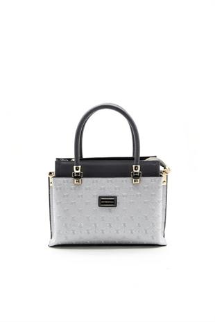 Silver & Polo SP826 Kadın El Çantası Logolu A.Gümüş-Antrasit