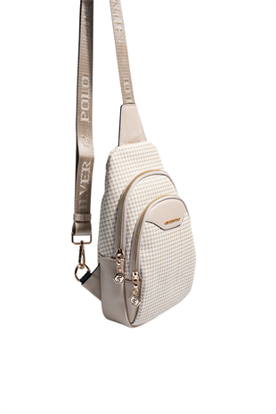 Silver & Polo SP959 Kadın Vücut Çantası King Desen Kum-Kum Beji