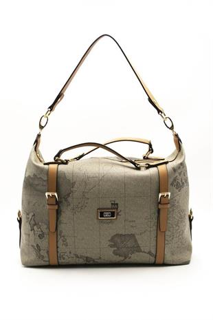 Silver & Polo SP1064 Kadın Seyahat Çantası Harita Haki-A.Taba