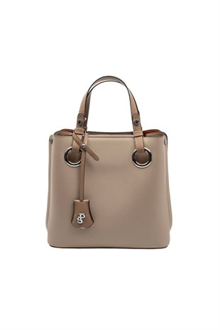 Silver & Polo SP975 Kadın El Çantası Düz Koyu Bej-Latte