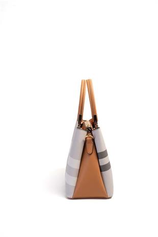 Silver & Polo SP1098 Kadın El Çantası Ekose A.Gri-A.Taba