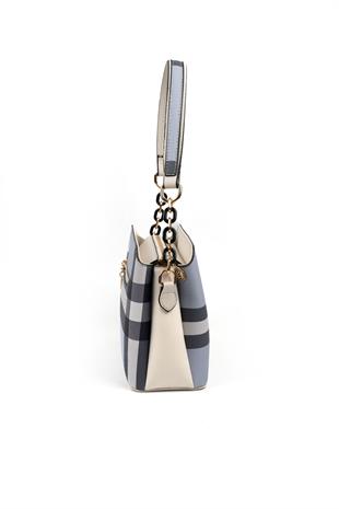 Silver & Polo Mavi - Kemik SP937 Kadın Omuz Çantası