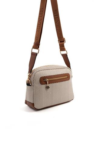 Silver & Polo SP1201 Kadın Çapraz Çanta Hasır Bej-Taba