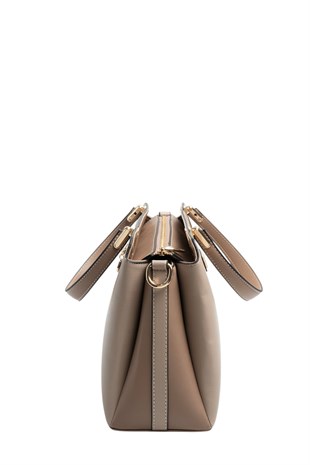 Silver & Polo SP9721 Kadın El Çantası Düz Koyu Bej-Latte