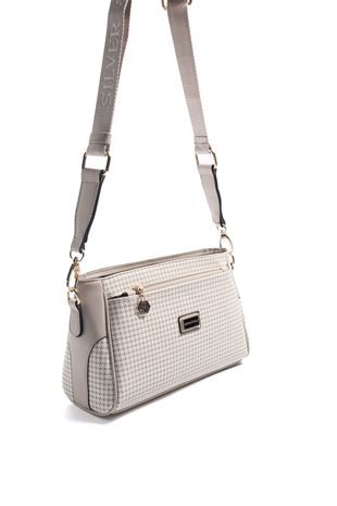 Silver & Polo SP1273 Kadın Çapraz Çanta King Desen Kum-Kum Beji