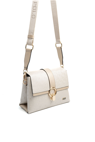 Silver & Polo SP1275 Kadın Çapraz Çanta Logolu Bej-S.Nut