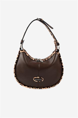 Silver Polo SP1263 Kadın Omuz Çantası Düz Kahve-Leopar Taba
