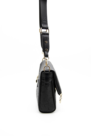 Silver & Polo SP963 Kadın Çapraz Çanta Logolu Siyah-Siyah