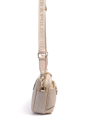 Silver & Polo SP1094 Kadın Çapraz Çanta Logolu Bej