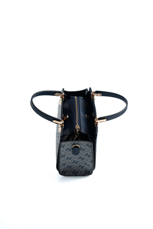 Silver & Polo SP1133 Kadın El Çantası Monogram Gri-Lacivert