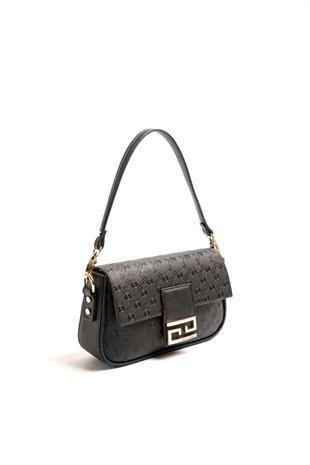 Silver & Polo SP1179 Kadın Omuz Çantası Logolu Siyah-Siyah