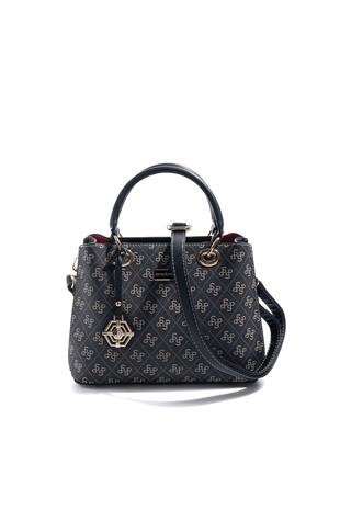 Silver & Polo SP1272 Kadın El Çantası Monogram Füme-Siyah
