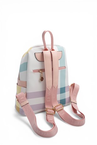 Silver & Polo SP926 Kadın Sırt Çantası Ekose Lila-Pembe