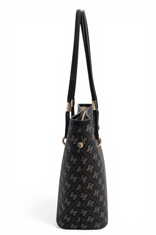 Silver Polo SP1282 Kadın Omuz Çantası Monogram Füme-Siyah