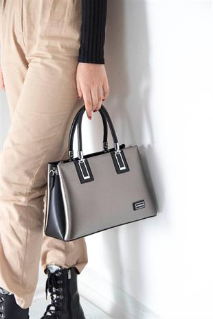 Silver & Polo SP1000 Kadın El Çantası Düz Platin-Siyah