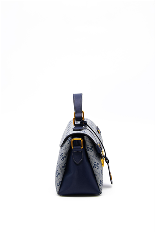 Silver & Polo SP1159 Kadın El Çantası Monogram Gri-Lacivert