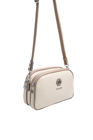 Silver & Polo SP745 Kadın Çapraz Çanta Düz Bej-Latte