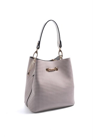 Silver & Polo SP967 Kadın Çapraz Çanta King Desen Pembe-Kemik