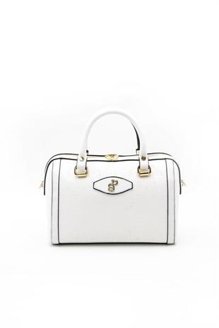 Silver & Polo SP1091 Kadın El Çantası Logolu Beyaz-Beyaz