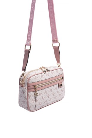 Silver & Polo SP1280 Kadın Çapraz Çanta Monogram Pembe-Somon