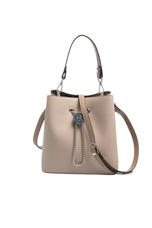 Silver & Polo SP967 Kadın Çapraz Çanta Düz Koyu Bej-Latte