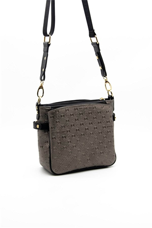 Silver & Polo SP884 Kadın Çapraz Çanta Logolu Platin-Siyah