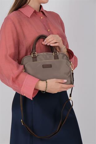 Silver & Polo SP1217 Kadın El Çantası Saten Kum-Kahve