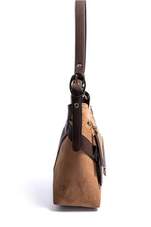 Silver & Polo SP1268 Kadın Omuz Çantası Süet Taba-Kahve