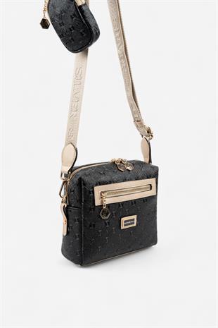 Silver & Polo SP1038 Kadın Çapraz Çanta Logolu Siyah-S.Nut