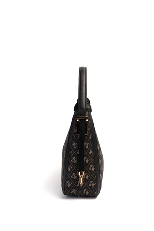 Silver Polo SP1187 Kadın Omuz Çantası Monogram Füme-Siyah