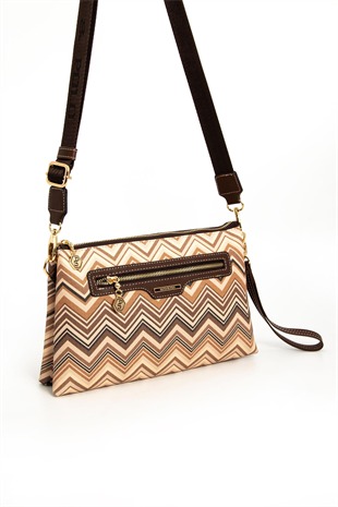 Silver & Polo SP1129 Kadın Çapraz Çanta Ekose Nut-Kahve