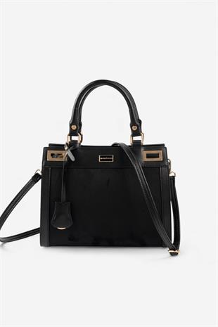 Silver & Polo SP1174 Kadın El Çantası Süet Siyah-Siyah