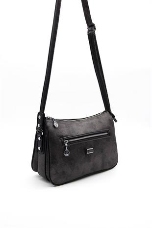 Silver & Polo SP818 Kadın Çapraz Çanta Petek M.Gümüş-Siyah
