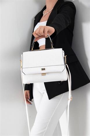 Silver Polo Beyaz - Beyaz Logolu Kadın Çapraz Çanta SP838