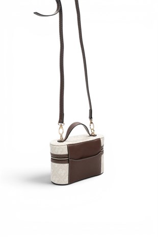 Silver Polo Taş - Kahve Monogram Kadın El Çantası SP1195