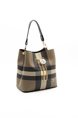 Silver & Polo SP967 Kadın Çapraz Çanta Ekose Kahve-Siyah