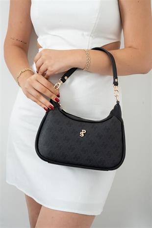 Silver Polo SP1180 Kadın Omuz Çantası Monogram Siyah-Siyah
