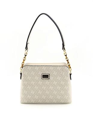 Silver Polo SP937 Kadın Omuz Çantası Monogram Taş-Kemik