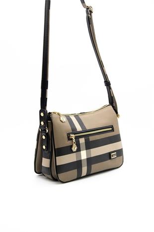 Silver & Polo SP818 Kadın Çapraz Çanta Ekose Kahve-Siyah