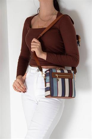 Silver Polo Mix - Taba Ekose Kadın Çapraz Çanta SP1038