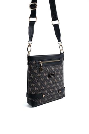 Silver & Polo SP1120 Kadın Çapraz Çanta Monogram Füme-Siyah