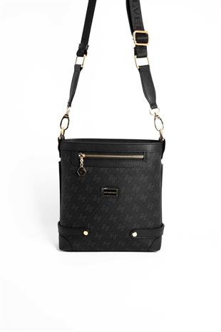 Silver & Polo SP1120 Kadın Çapraz Çanta Monogram Siyah