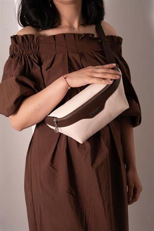 Silver & Polo SP1192 Kadın Bel Çantası Petek Bej-Kahve