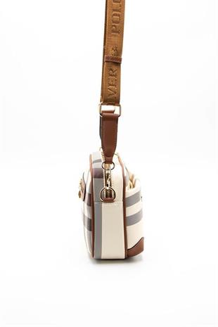 Silver & Polo SP1094 Kadın Çapraz Çanta Ekose Krem-Taba