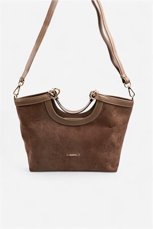 Silver & Polo SP1189 Kadın El Çantası Süet Kahve-Vizon