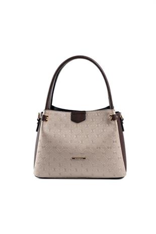 Silver & Polo SP1254 Kadın El Çantası Logolu Nut-Kahve